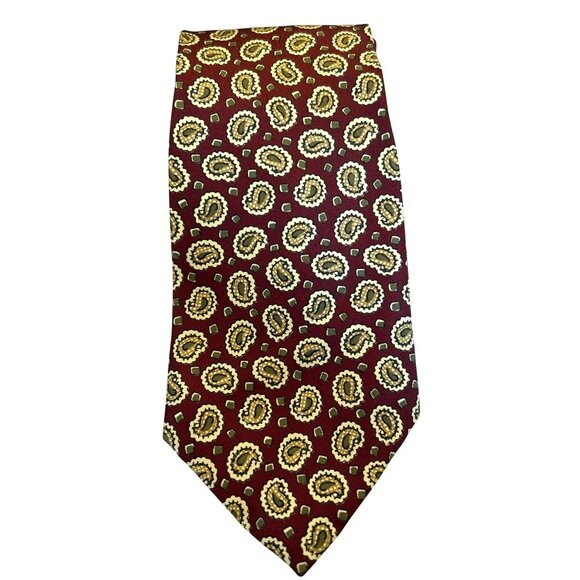 J Crew Men's Burgandy Paisley Print Handmade All Silk Tie Professional Career - Picture 1 of 4
